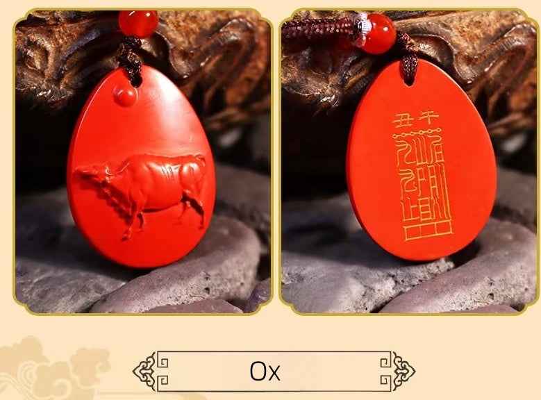 12 Chinese Zodiac Cinnabar Pendants – Personalized Protection & Cultural Elegance